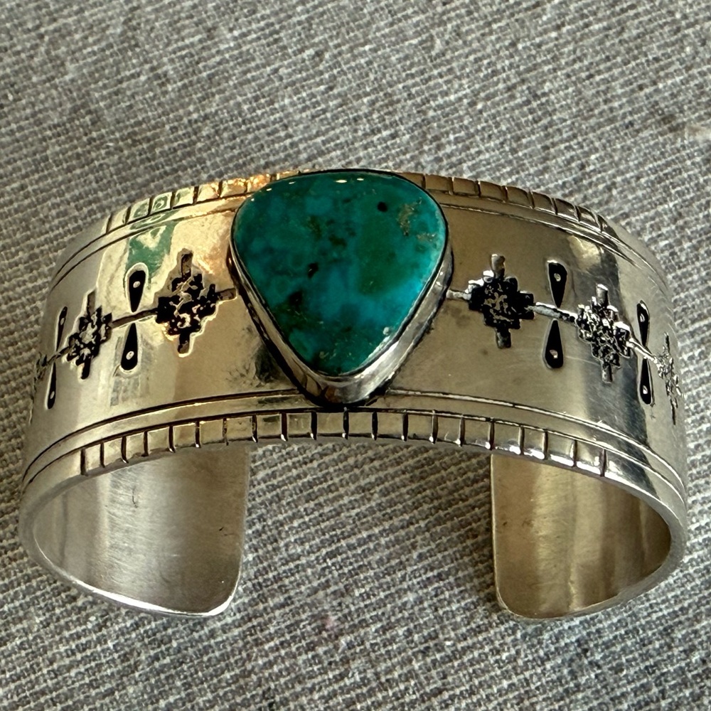 Vintage Navajo Silver and Turquoise Cuff Bracelet